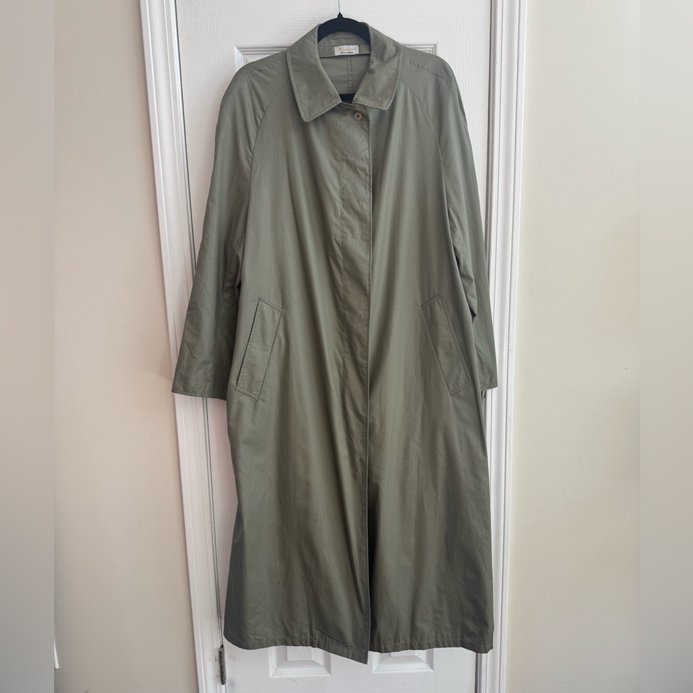 AQUASCUTUM Vintage Aqua 5 Trench Olive Green Water Repellent *LIKE NEW*